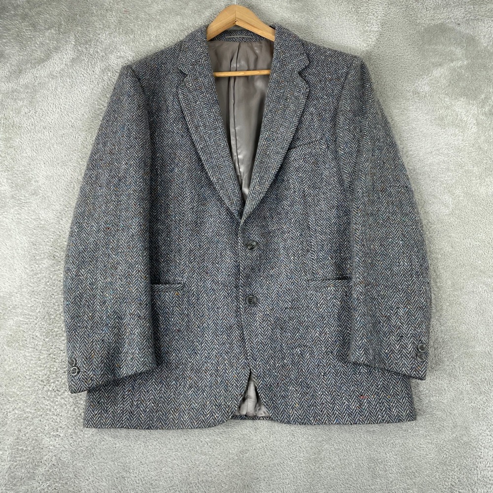 Magee Donegal Handwoven Tweed Blazer Mens 40SH Gray Herringbone Wool Sport Coat